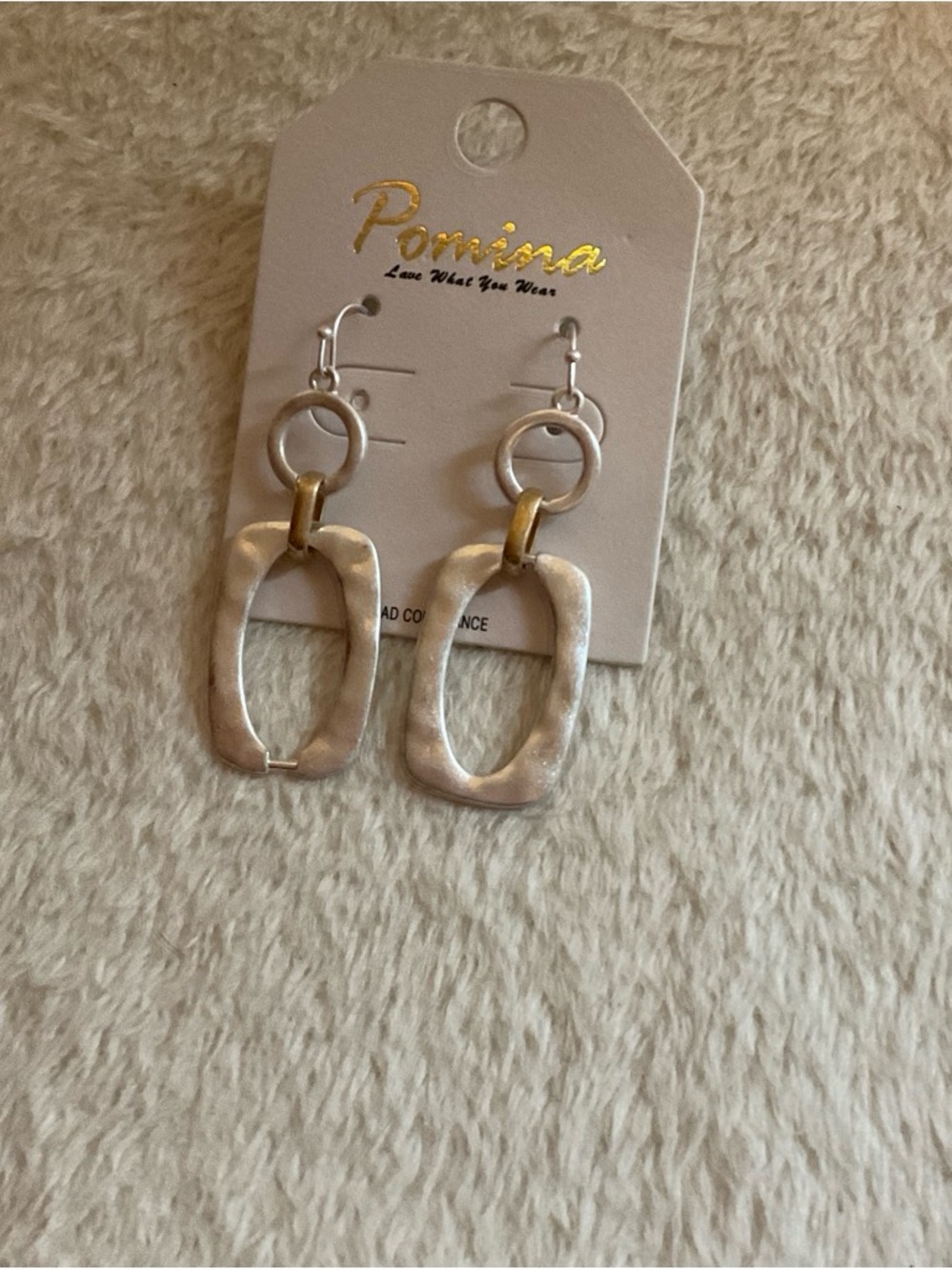 Pomina Two-Tone Link Drop Earrings in Silver and Gold